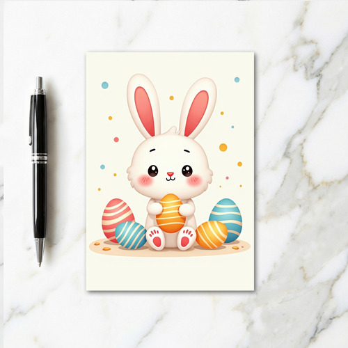 Striped Egg Rabbit Friend Card