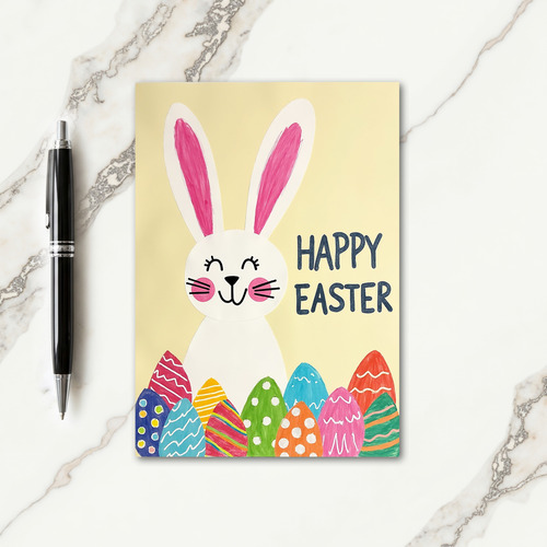 Striped Egg Rabbit Paper Card