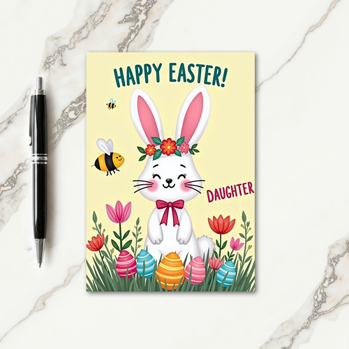Striped Egg Rabbit Spring Card