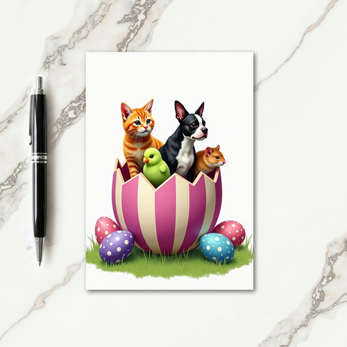 Striped Egg Springtime Friends Card