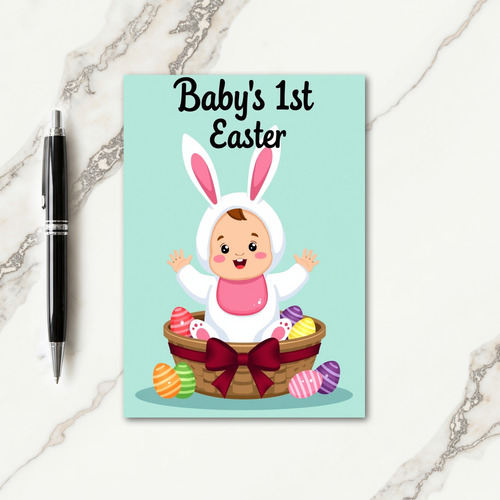 Striped Eggs Baby Easter Card