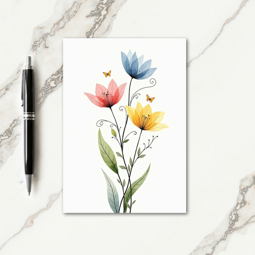 Striped Elegant Flower Bloom Card