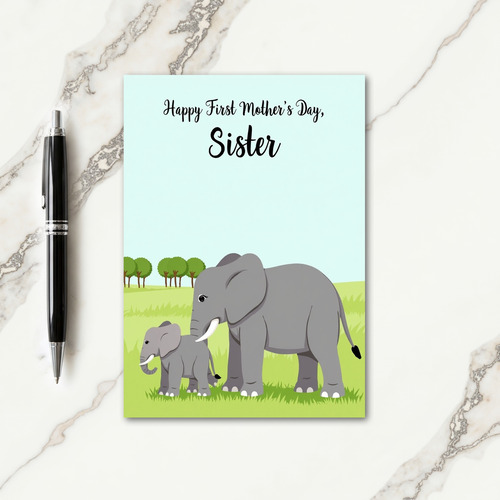 Striped Elephant Family Card