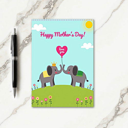 Striped Elephant Love You Card