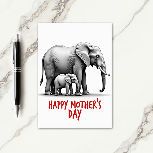 Striped Elephant Mothers Day Card