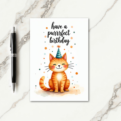 Striped Feline Birthday Card