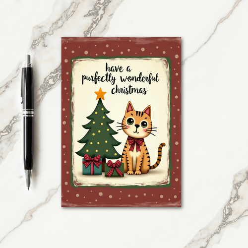 Striped Feline Christmas Card