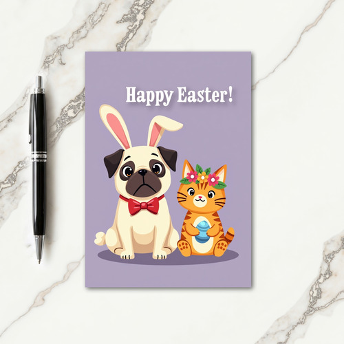 Striped Feline Easter Card