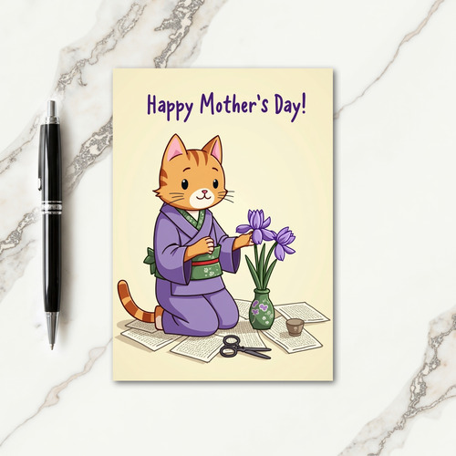Striped Feline Family Card