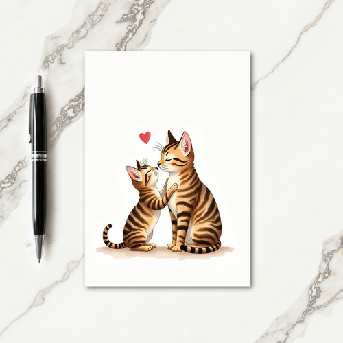 Striped Feline Love Mothers Day Card