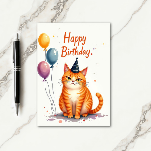 Striped Feline Party Card