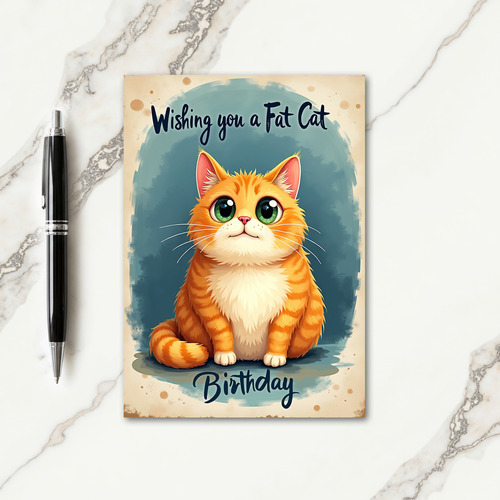 Striped Feline Sweet Birthday Card