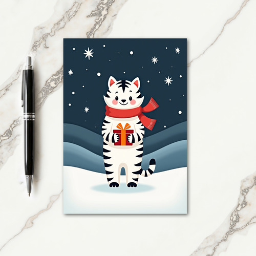 Striped Feline Winter Card thumbnail