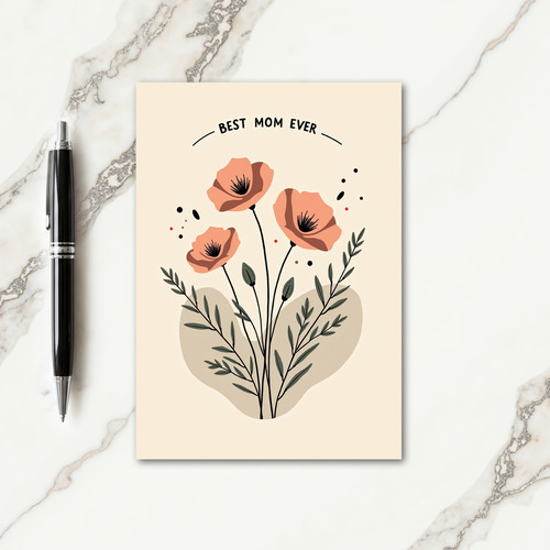 Striped Floral Best Mom Card