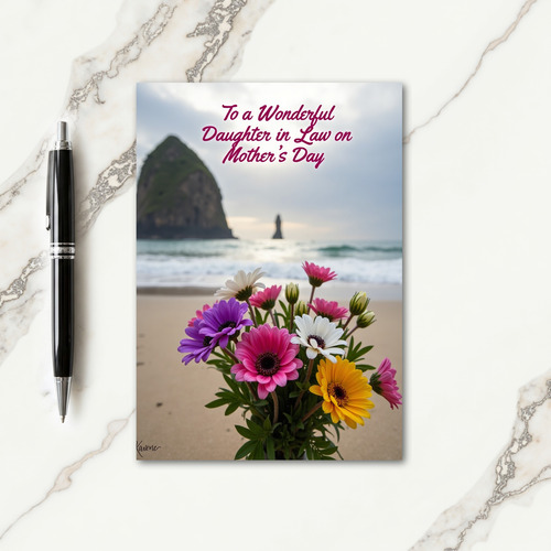 Striped Floral Coastal Card