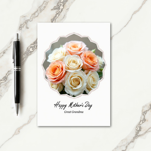 Striped Floral Frame Roses Card