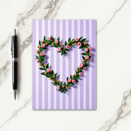 Striped Floral Heart Card