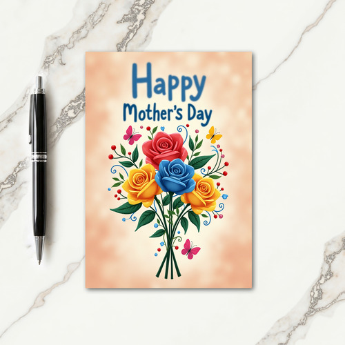 Striped Floral Mothers Day Card