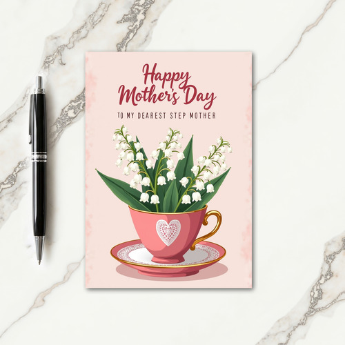 Striped Floral Teacup Design Card