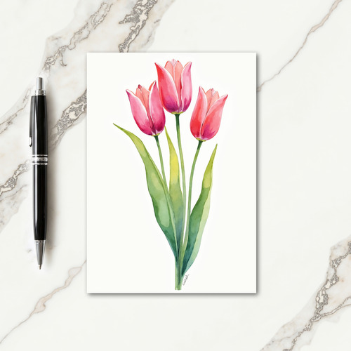 Striped Floral Watercolor Card