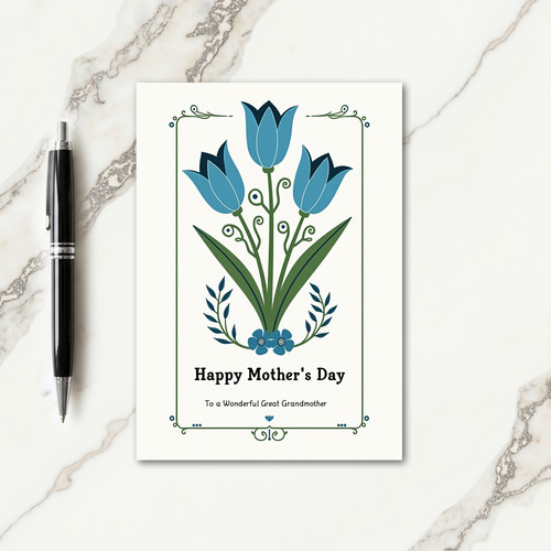 Striped Flowers Great Grandma Card