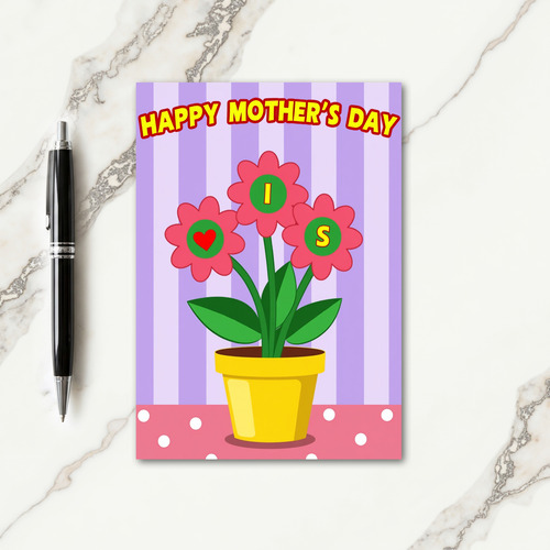 Striped Flowers Mothers Loving Card