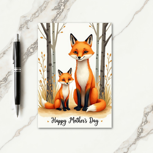 Striped Fox Family Love Card