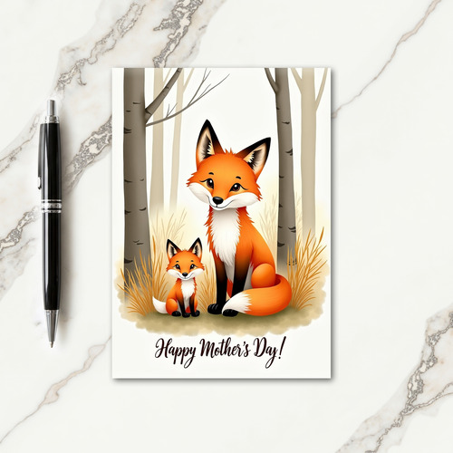 Striped Foxes Mothers Day Card