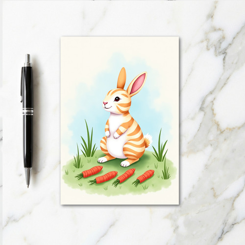 Striped Friend Cute Bunny Art Card