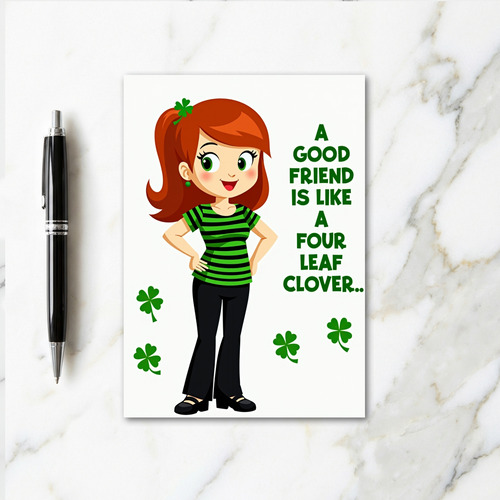 Striped Friend Four Leaf Card
