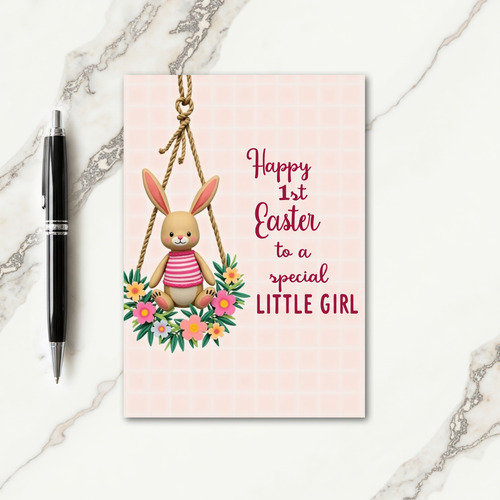 Striped Friend Little Girl Card