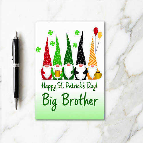 Striped Gnome Happy St Patricks Card