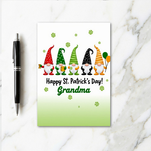 Striped Gnomes St Patricks Card