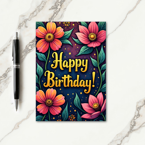 Striped Golden Birthday Card