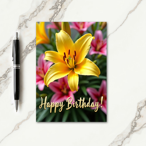 Striped Golden Flower Card