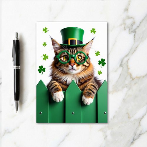 Striped Green Cat Fun Card