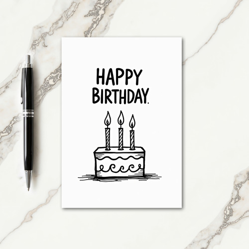 Striped Hand Drawn Cake Card