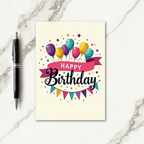 Striped Happy Birthday Balloon Card
