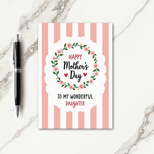 Striped Happy Mothers Day Daughter Card