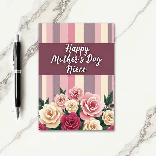 Striped Happy Mothers Day Niece Card