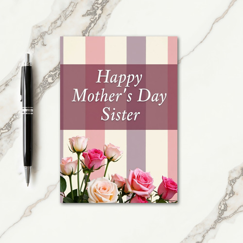 Striped Happy Mothers Day Sister Card