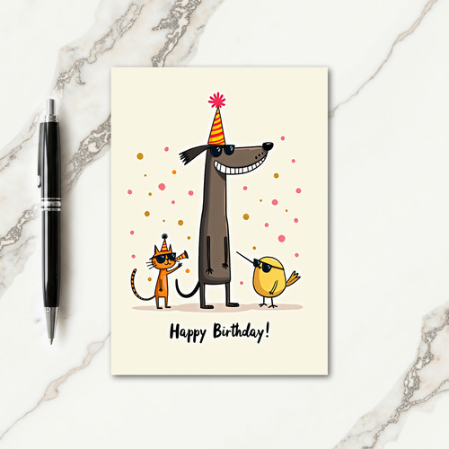 Striped Hat Birthday Card