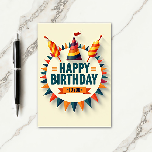 Striped Hat Birthday To You Card