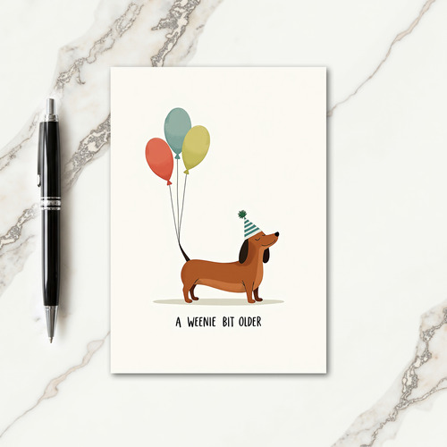 Striped Hat Dog Birthday Card
