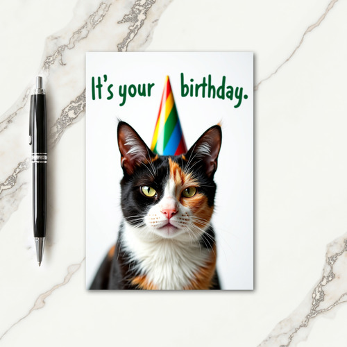 Striped Hat Feline Card