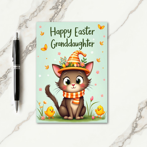 Striped Hat Feline Friend Card