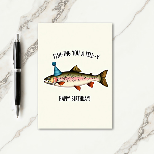 Striped Hat Fish Birthday Card