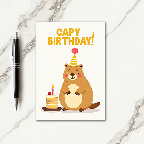 Striped Hat Happy Creature Card