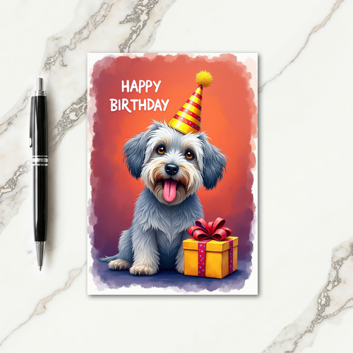 Striped Hat Pup Birthday Card