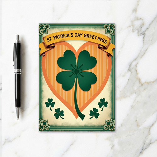 Striped Heart Clover Card